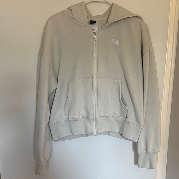 The North Face Tops - The North Face off-white crop Full-Zip Hoodie
